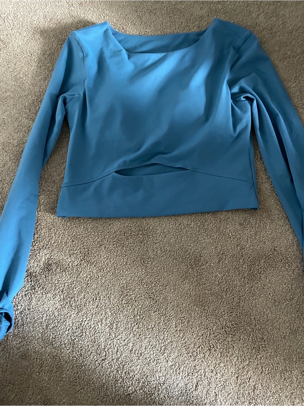Lululemon Blue Long-Sleeve Crop Top - Women's Boat Neck